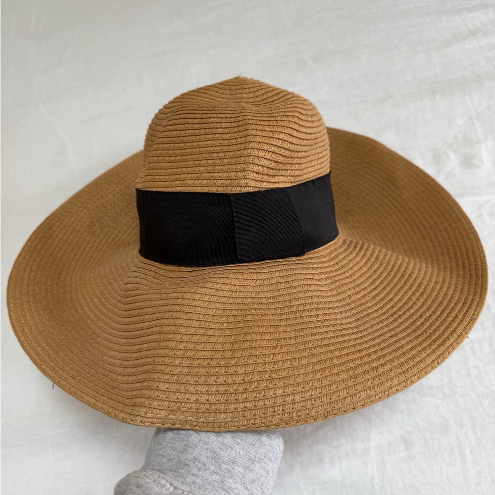 Nordstrom Wide-Brim Straw Sun Hat in Brown with Black Band